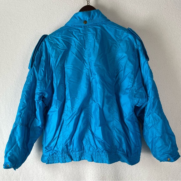 Vintage 80’s Skimer Paris 2pc matched set ski suit bright blue flawless made USA - Picture 8 of 16